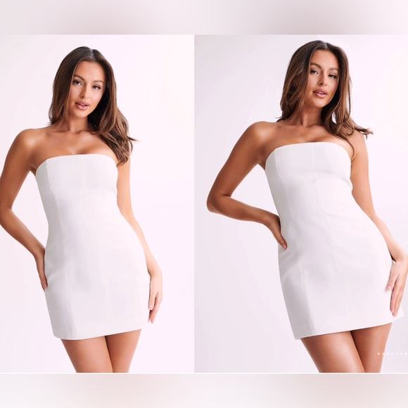 Meshki White Maci Crepe Strapless Mini Dress - Picture 2 of 3